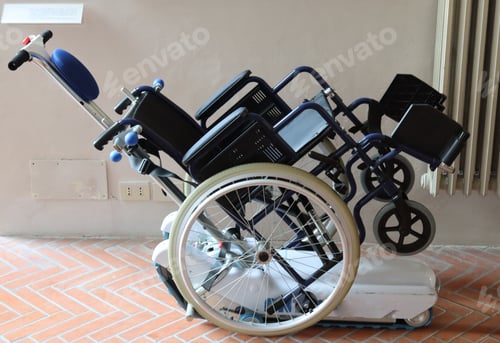 Preview: a wheelchair against a wall in a room