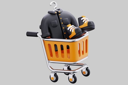 Preview: A Shopping Cart Filled With Clothing And Shoes