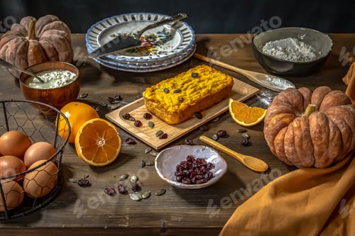Preview: Homemade pumpkin pie with orange and ricotta