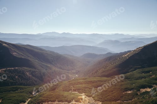 Preview: aerial view of beautiful mountains landscape, Carpathians, Ukraine