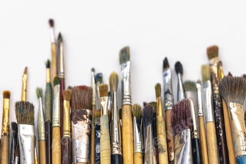 Preview: Paint brushes of different sizes on a white background isolated.