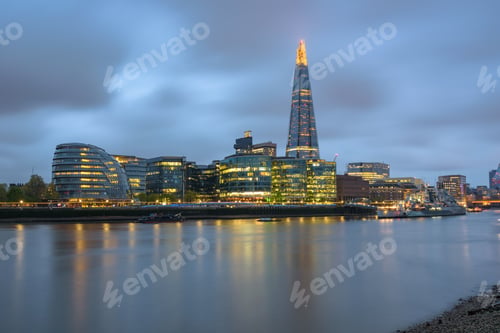Preview: London skyline at dusk on a cloudy day