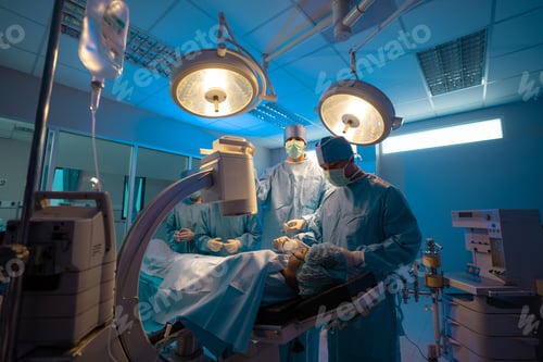 Preview: Closeup of Medical Team Performing Surgical Operation in Room.