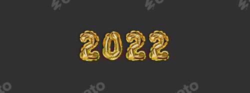 Visualização: Decoração de balões dourados de 2022 e neve de Natal com espaço de cópia em fundo escuro