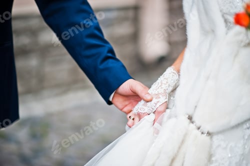 Preview: Hand in hand of wedding couple
