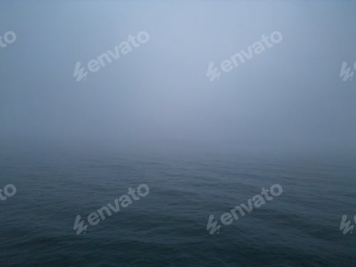 Preview: atmosphere of a sea at night and fog.