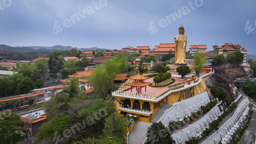 Preview: View of the towering Buddha statue at Fo Guang Shan Complex in Taiwan