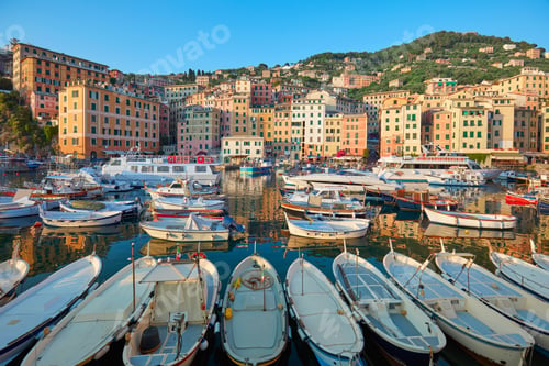 Preview: Camogli typical village with colorful houses and small harbor, Italy