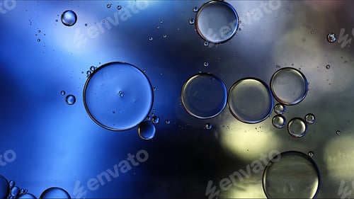 Preview: Abstract Colorful Food Oil Drops Bubbles and spheres Flowing on Water Surface