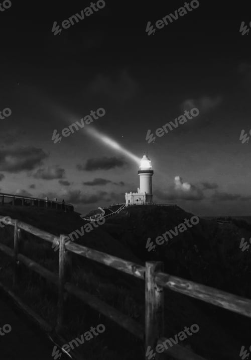 Preview: Lighthouse on the mountain at night