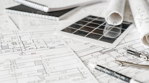 Preview: sustainable architecture tools blueprints,solar panel Eco-friendly design green innovation.