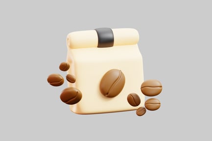 Preview: Coffee bag with scattered beans