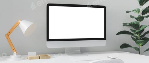 Preview: Workspace with mockup blank screen computer