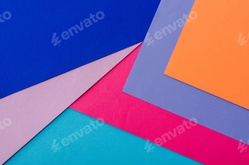 Preview: abstract geometric background with orange, pink, blue and violet paper