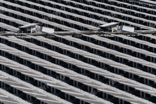 Preview: Renewable Energy Eco Technology Electric Power. Floating solar panels on lake.