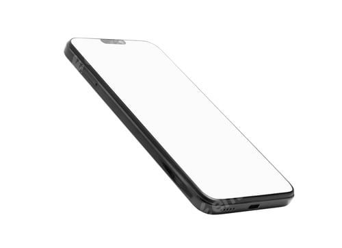 Preview: One modern smartphone with blank screen isolated on white