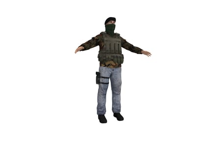 Preview: Figure man in camouflage vest and holster