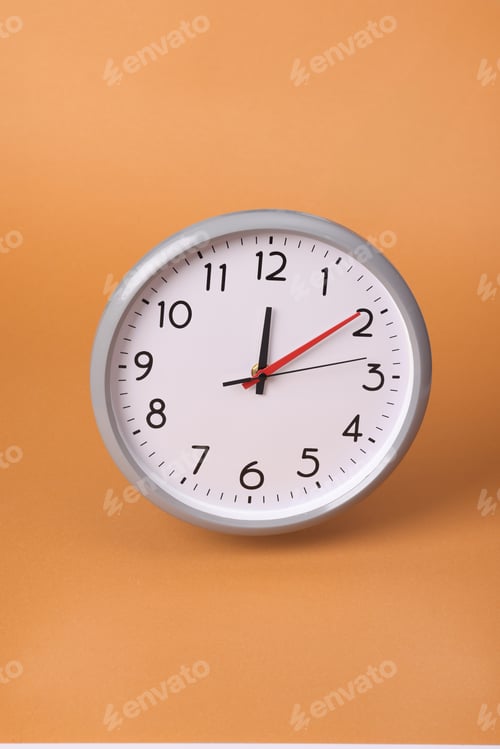 Preview: Close-up of a wall clock. The concept of time and work time is valuable for life