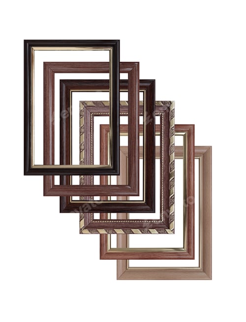 Preview: Set of empty picture frames with free space inside, isolated on white