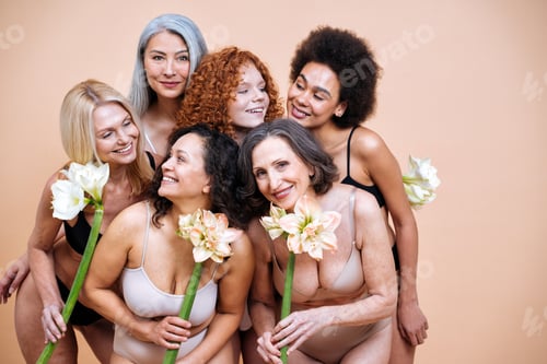 Preview: Beauty image of a group of women with different age, skin and body