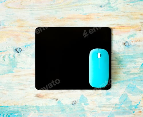 Preview: Black mousepad with blue mouse