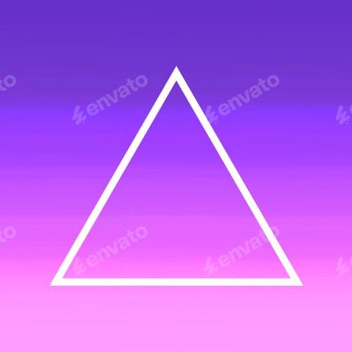 Preview: Blank white triangle frame on ombré pink purple gradient background