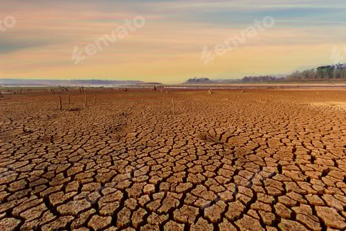 Preview: Cracked Earth Landscape with a Horizon View