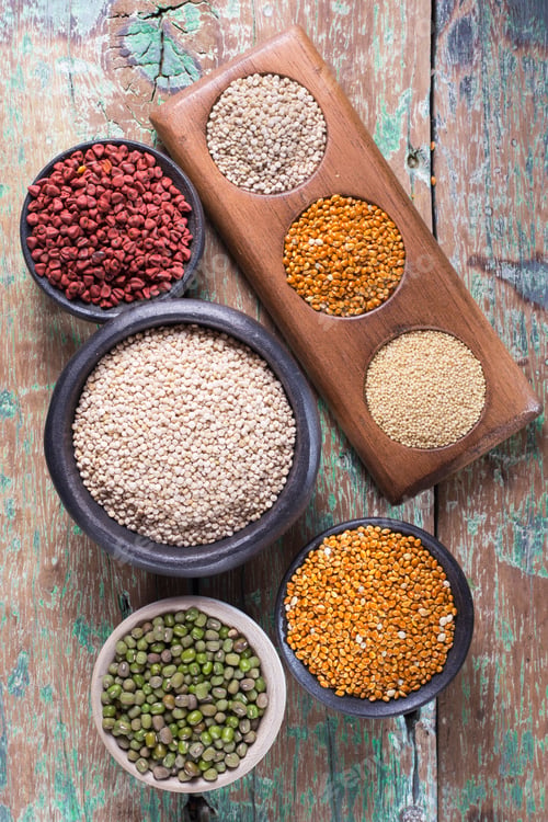 Preview: Different super foods organized as a collection on the table