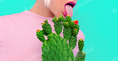 Preview: Hipster Blonde Model Cactus Lover Mood.