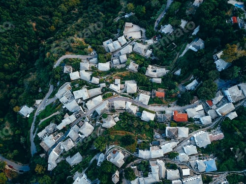 Preview: small town in the countryside, aerial photography