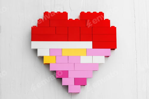 Preview: Heart shaped toy constructor details on white background