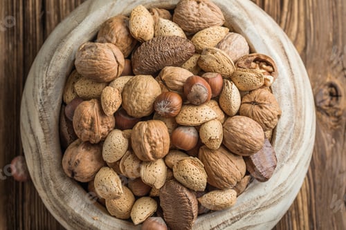 Preview: mixed nuts - hazelnuts walnuts almonds pine nuts brazil cashew pistachios peanuts