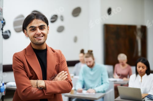 Preview: Mixed-race Student Posing in Class