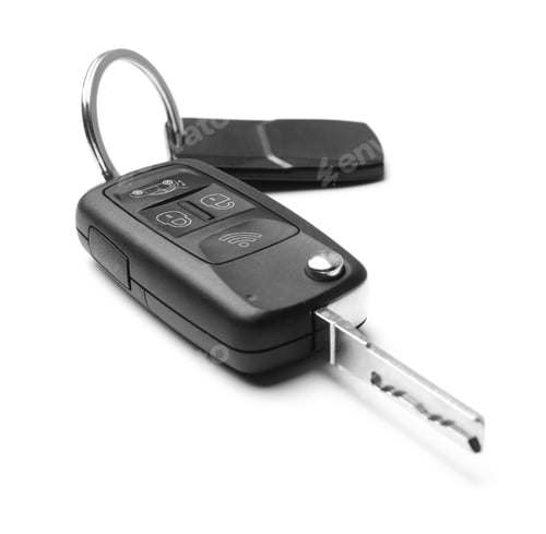 Preview: Modern car flip key with trinket isolated on white