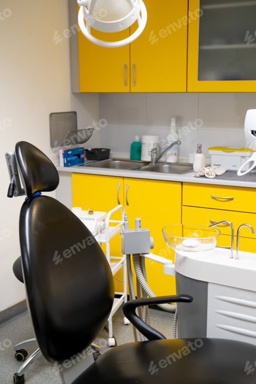 Preview: Modern dentist office with black chair