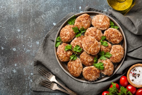 Preview: Homemade meat patties on ceramic plate
