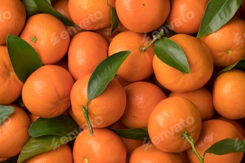 Preview: Fresh mandarin fruit with leaves