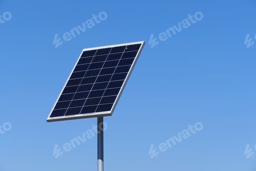 Preview: Solar panels or electric battery against the blue sky .