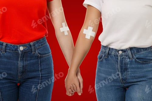 Preview: Blood donation unites us for health, on red bg