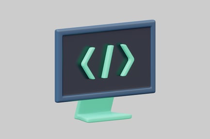 Vorschau: Computerbildschirm mit blauem Rahmen und grauem Bildschirm.