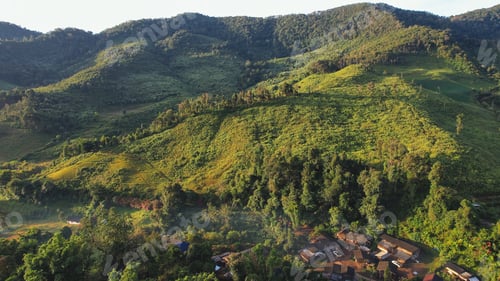 Preview: Aerial view from drone of the rural village in the mountains