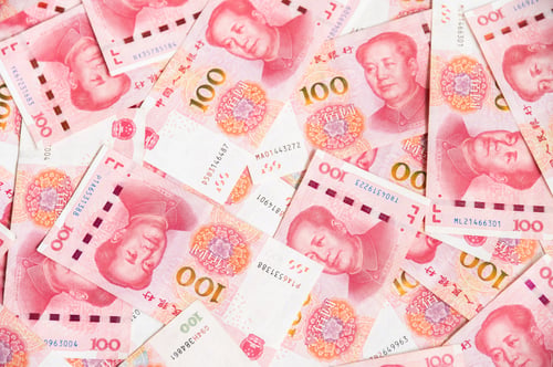 Preview: Closeup shot of one hundred Chinese yuan banknotes