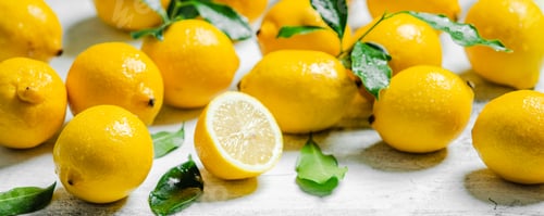 Preview: Fresh lemons. On light table.