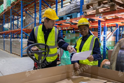Preview: Store clerks inspect products, warehouses, industrial and logistics supply chains.