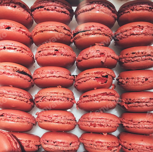 Close Up View of Red Macarons Treats