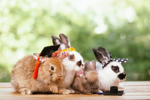 Preview: cute animal pet rabbit or bunny white or brown color for easter in natural easter celebration