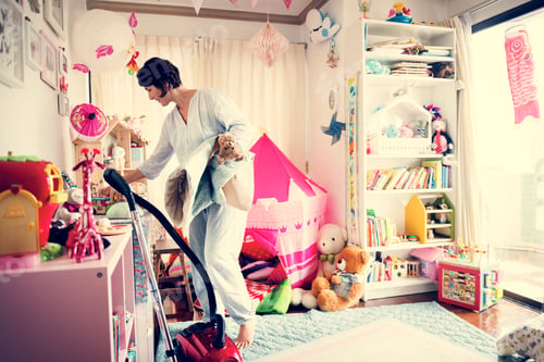 Preview: Mother cleaning daughter's room