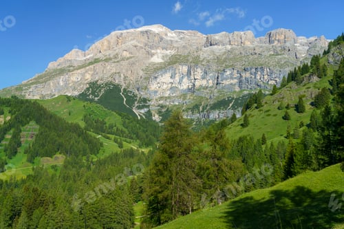 Preview: Mountain landscape along the road to Campolongo pass, Dolomites