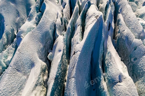 Preview: Svinafellsjokull glacier in Iceland at sunset. Aerial view