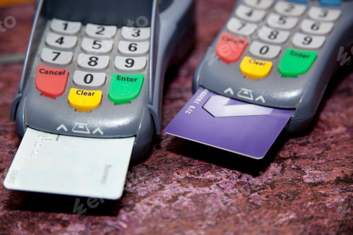 Preview: Choose the safe way to pay for your goods. Concept shop of a credit card purchase.